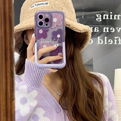 Lila Blumen iPhone-Hülle mit Ständer