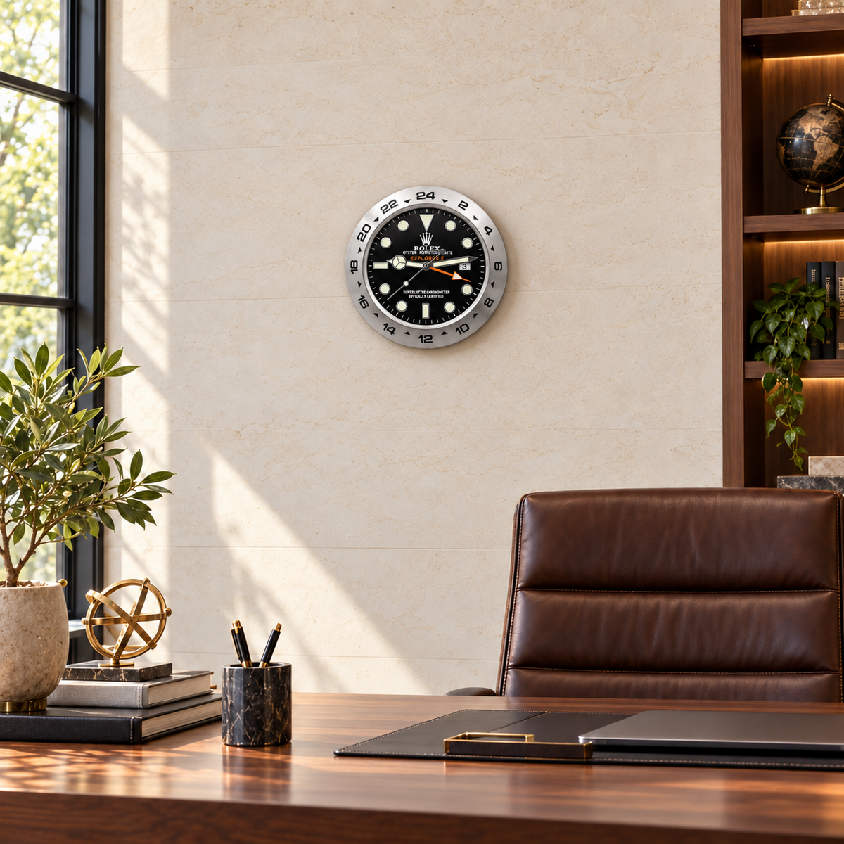 Wanduhr maßstabsgetreu an der Wand