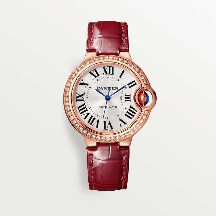 Ballon Bleu Damenuhr mit bordeauxrotem Lederarmband