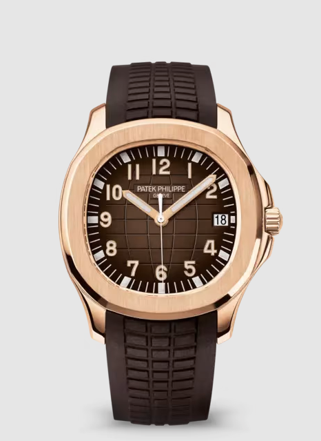 Aquanaut Date Damenuhr mit braunem Armband und Roségold-Finish