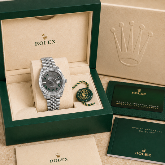 Classic Grey Dial Wimbledon 41mm complete set met doos en certificaten