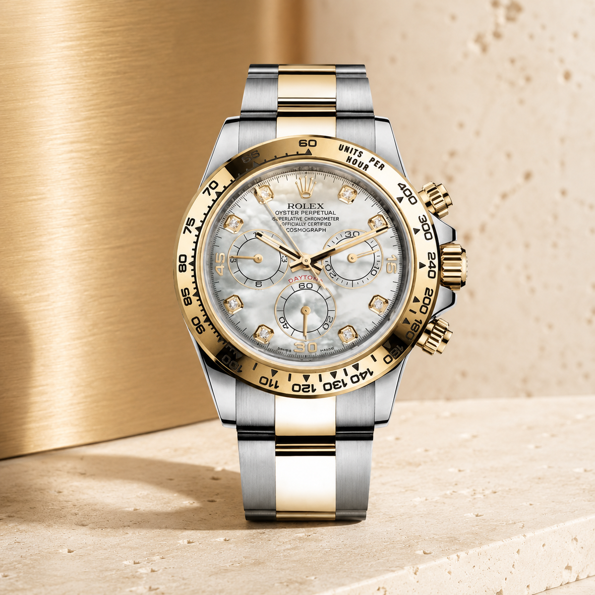Daytona 116500LN “Mother of Pearl” – luxuriöse Produktaufnahme