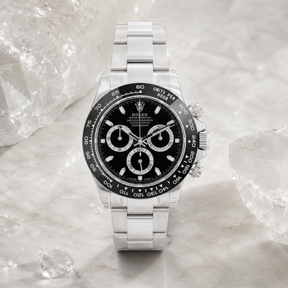 Daytona 116500LN “Reverse Panda Dial” – luxuriöse Produktaufnahme
