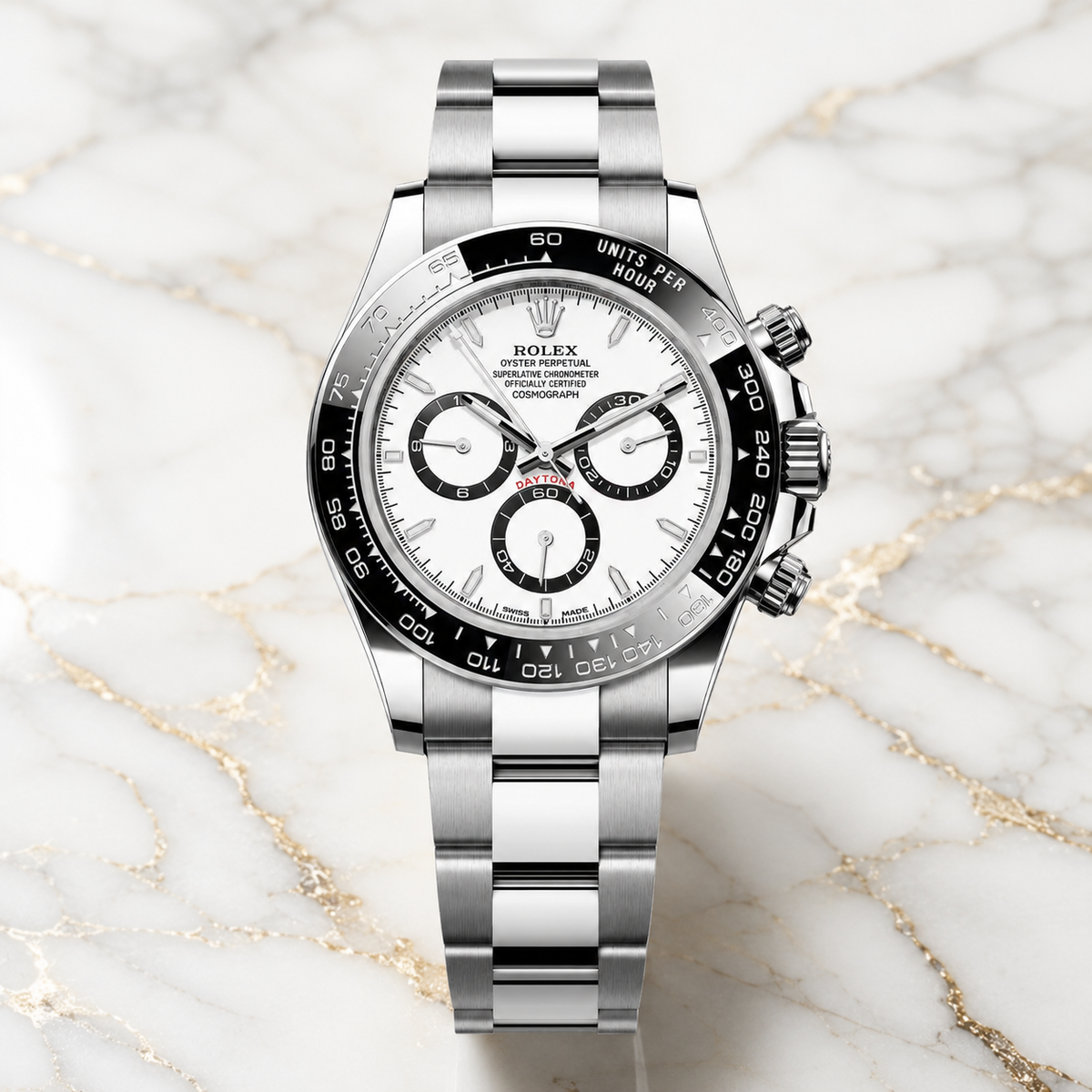 Daytona 126500LN "Ceramic Bezel" – luxuriöse Produktaufnahme