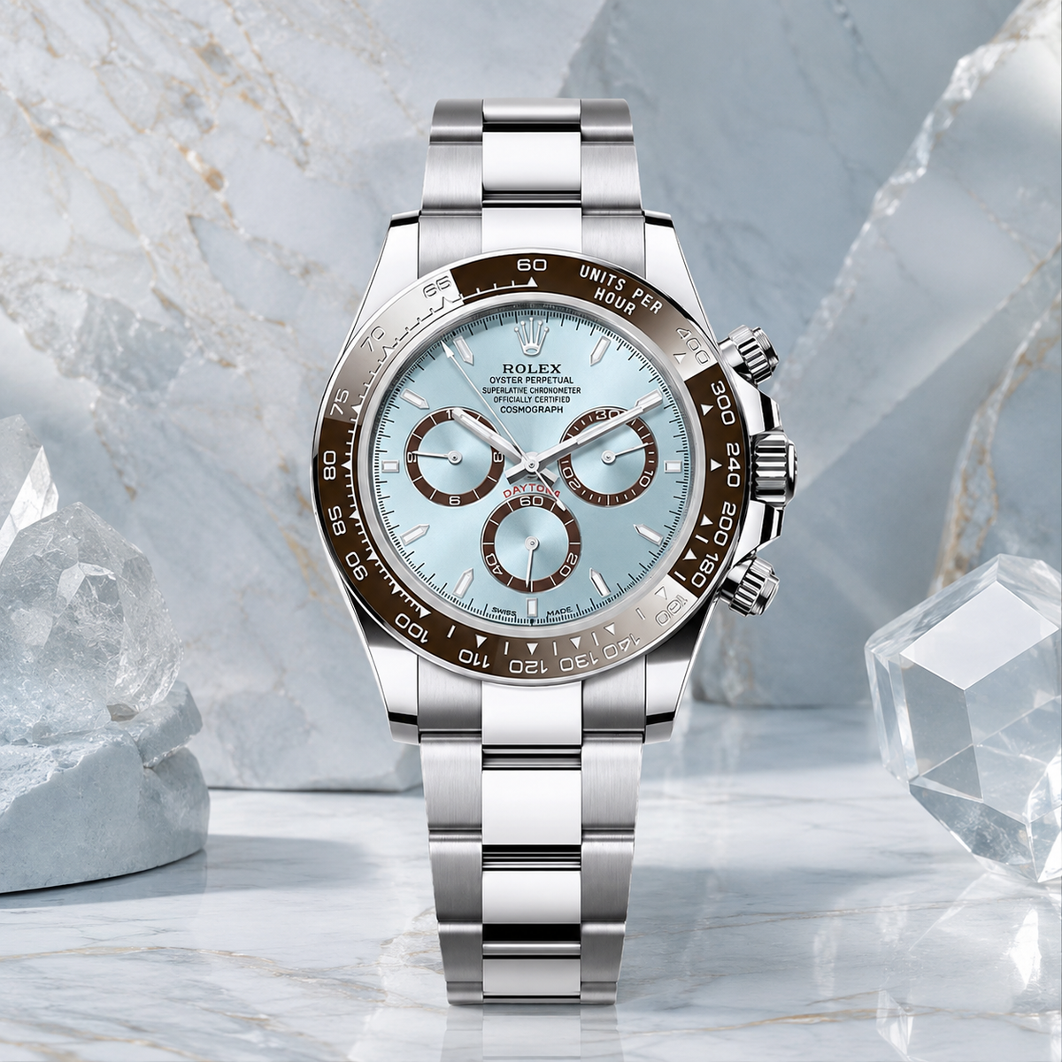 Daytona 126506 'Silver Blue' – luxuriöse Produktaufnahme