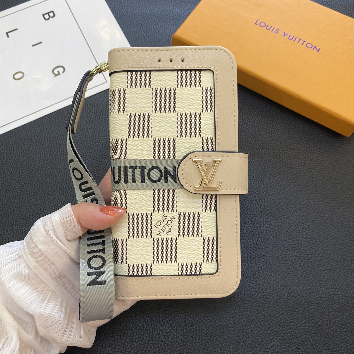 Monogramm-Wallet-Handyhülle mit Kartenhalter für Samsung Galaxy – Originalansicht 7