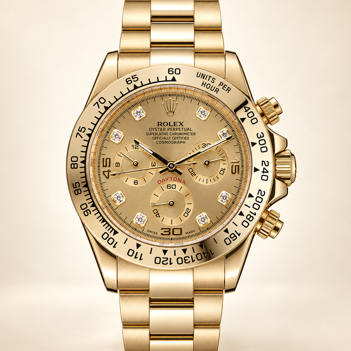 Doriano Chronograph – Vorderansicht mit champagnerfarbenem Zifferblatt