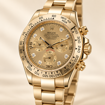Doriano Chronograph – Seitenansicht des goldfarbenen Gehäuses