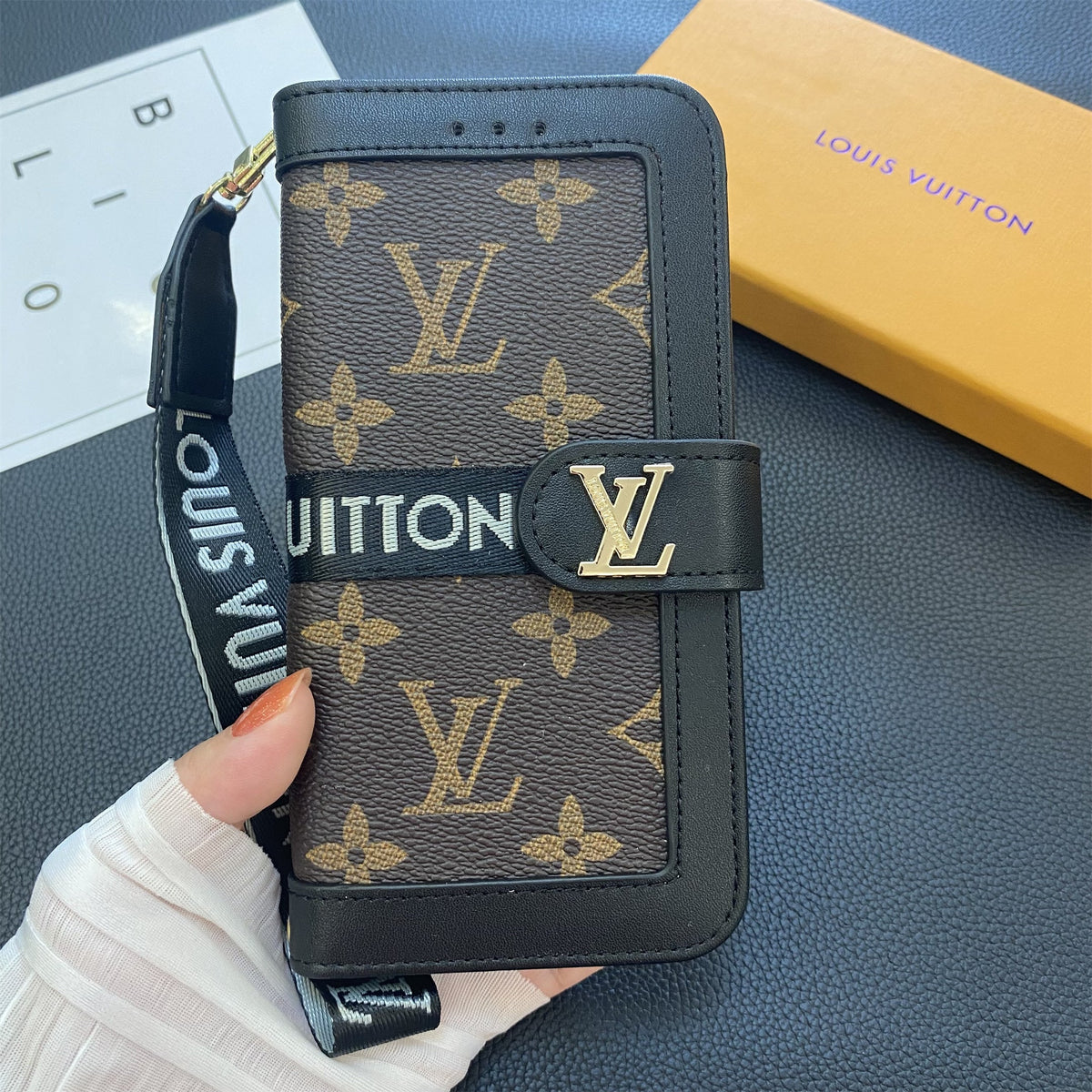 Monogramm-Wallet-Handyhülle mit Kartenhalter für Samsung Galaxy – Originalansicht 4