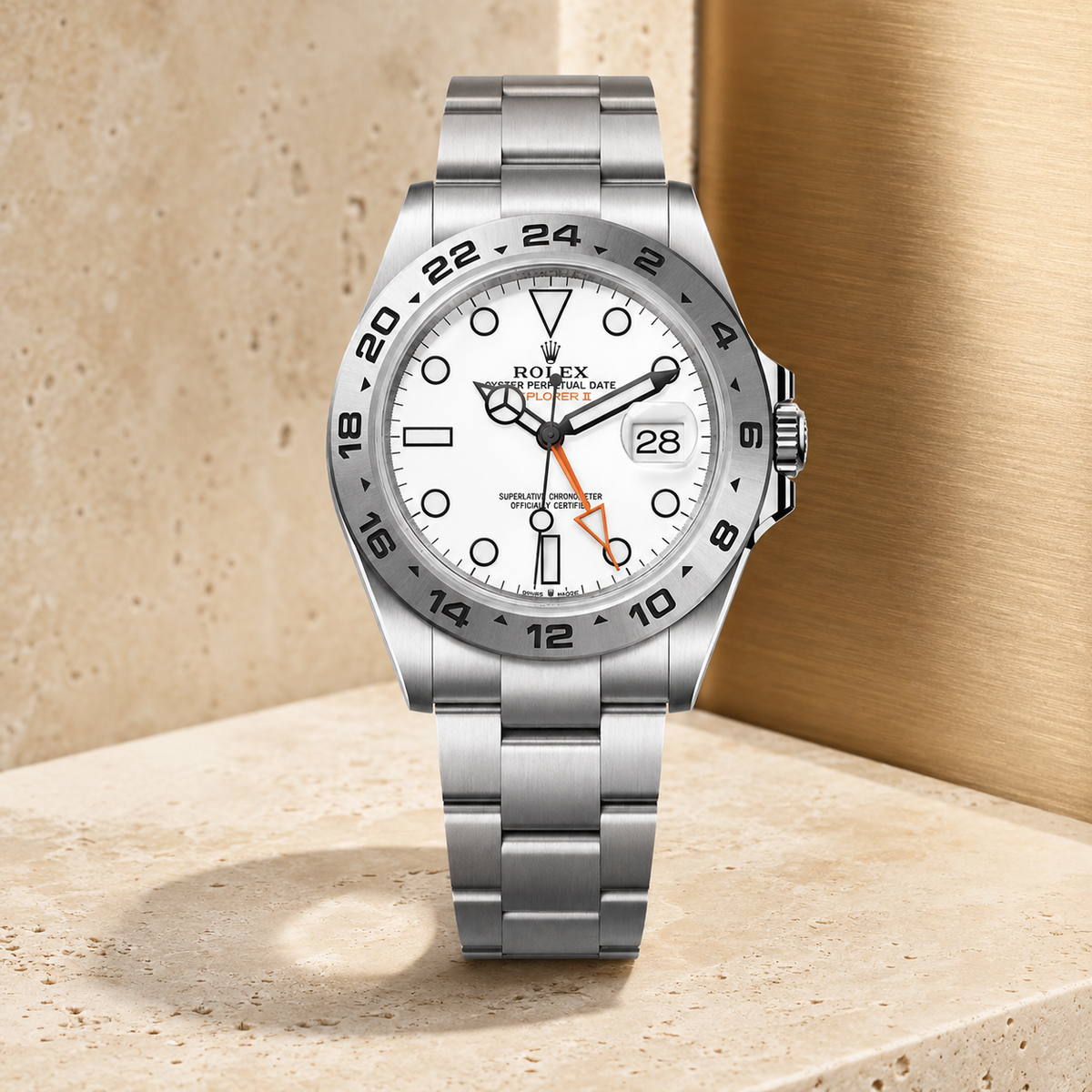 Explorer II 226570 'White' – luxuriöse Produktaufnahme