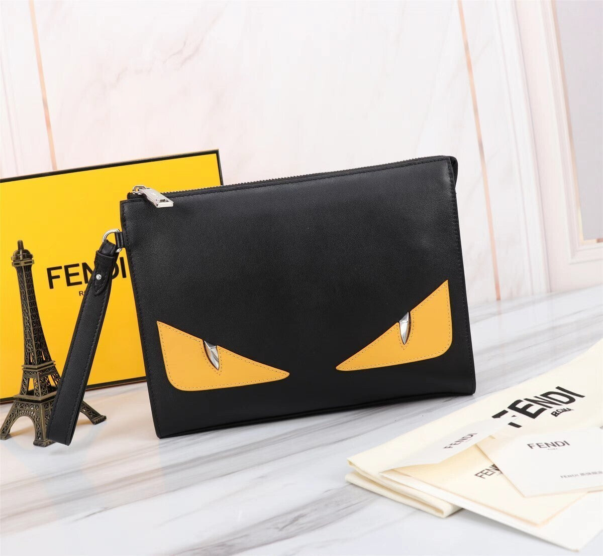 Gürteltasche Clutch Schwarz-Gelb