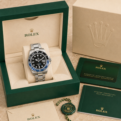 GMT-Master II 116710BLNR "Oyster Batman" complete set met doos en certificaten