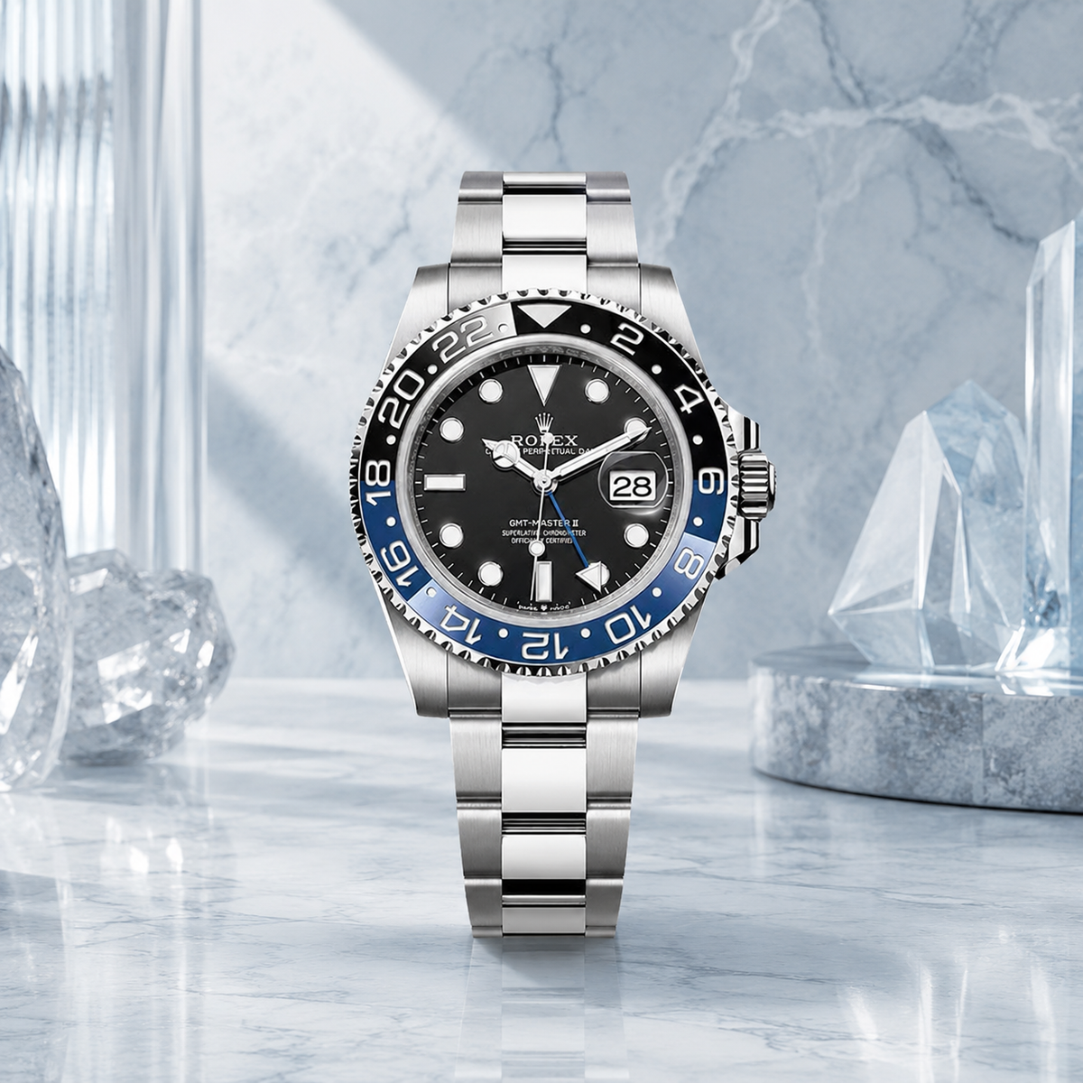 GMT-Master II 116710BLNR "Oyster Batman" – luxuriöse Produktaufnahme