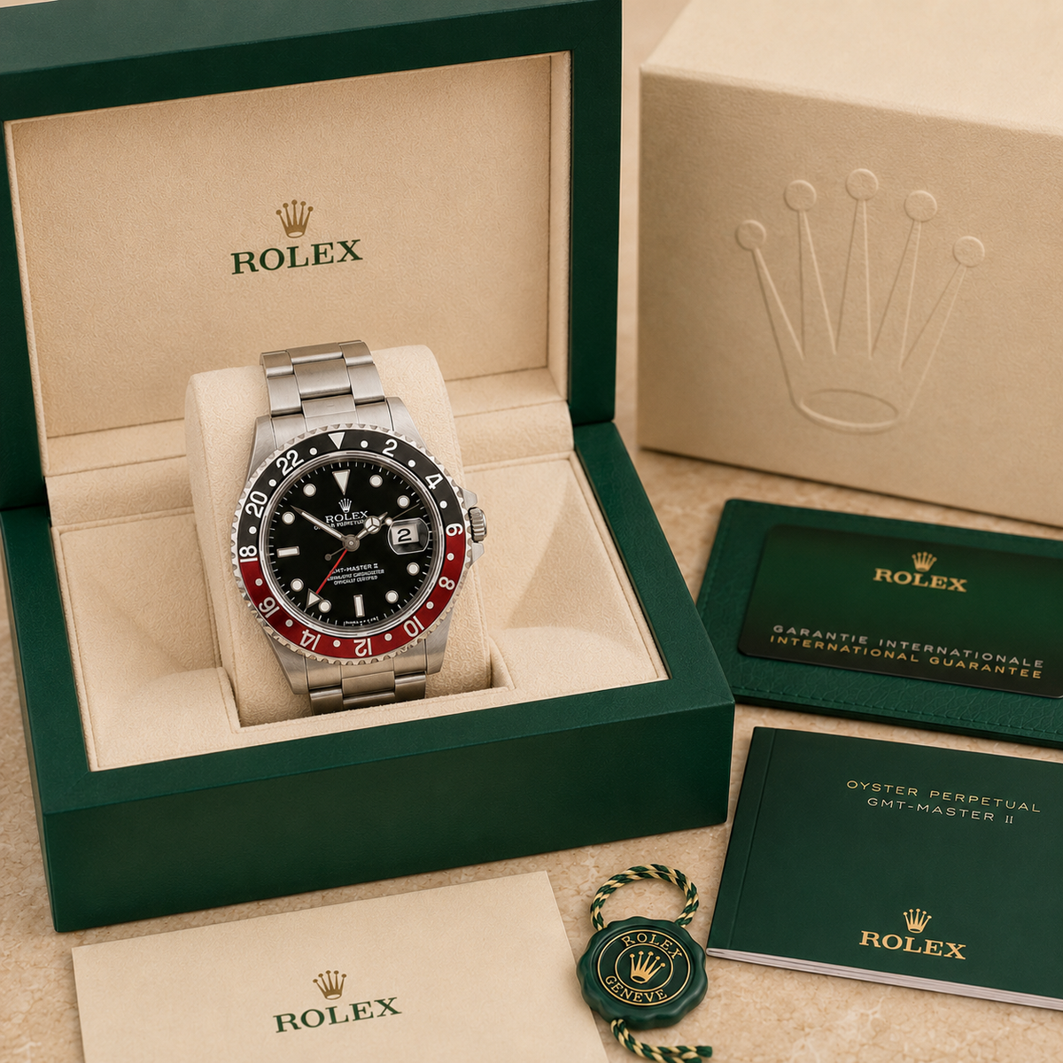 GMT-Master II 16710 "Coke" complete set met doos en certificaten