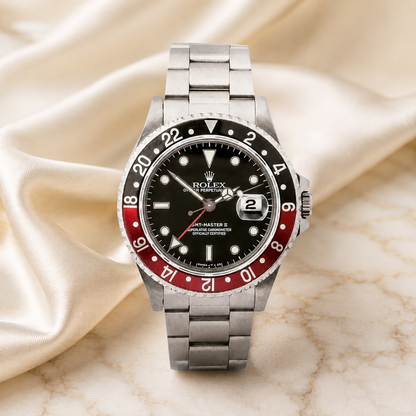 GMT-Master II 16710 "Coke" – luxuriöse Produktaufnahme