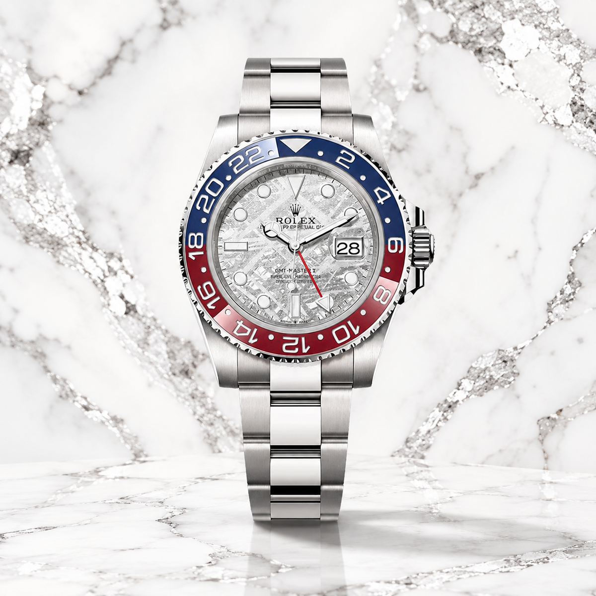 GMT-Master II M126719BLRO-0002 'Meteorite Dial' – luxuriöse Produktaufnahme