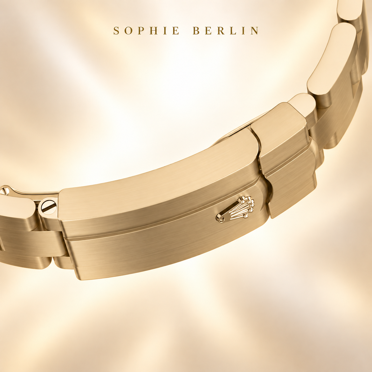 Elegante Damenuhr – Goldfarben & Grün – Detail von Armband und Schließe – Sophie Berlin
