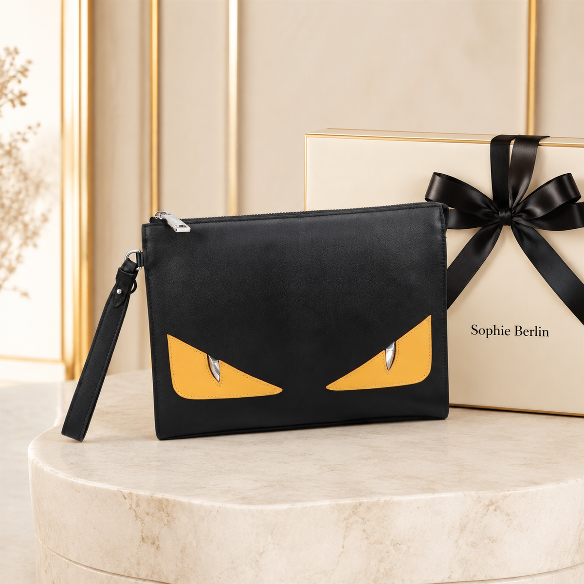 Gürteltasche Clutch Schwarz-Gelb – Luxusansicht