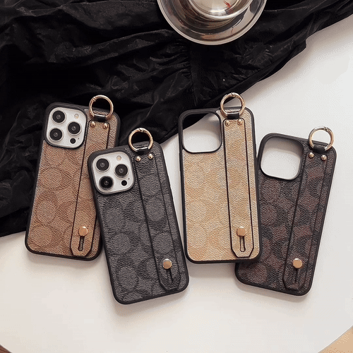 Kaffeebraune iPhone-Hülle mit praktischem Halter – Originalansicht 7