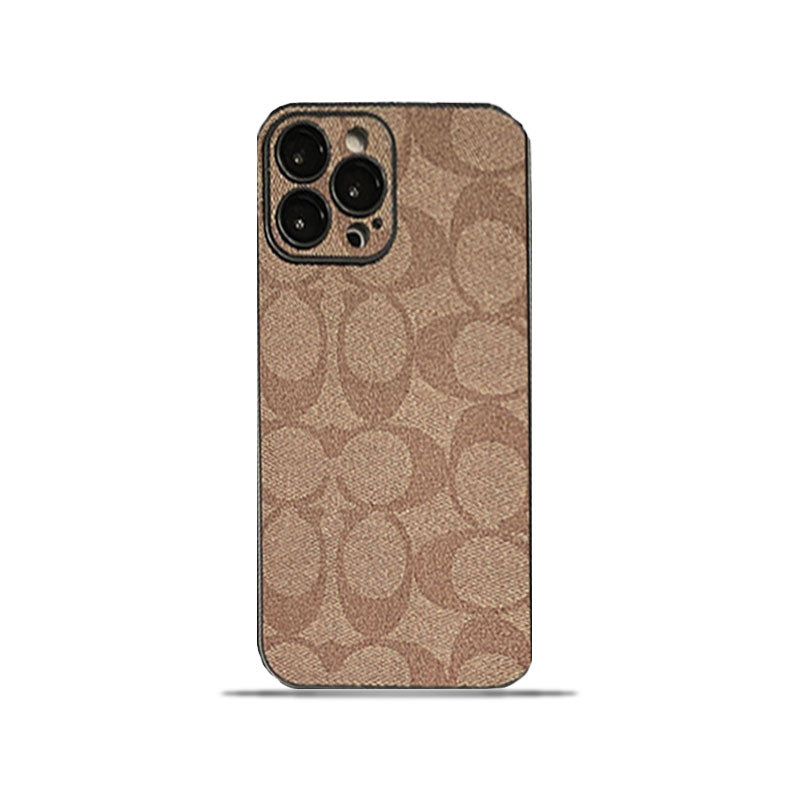 Kaffeebraune iPhone-Hülle mit feinem Kontrastmuster – Originalansicht 2
