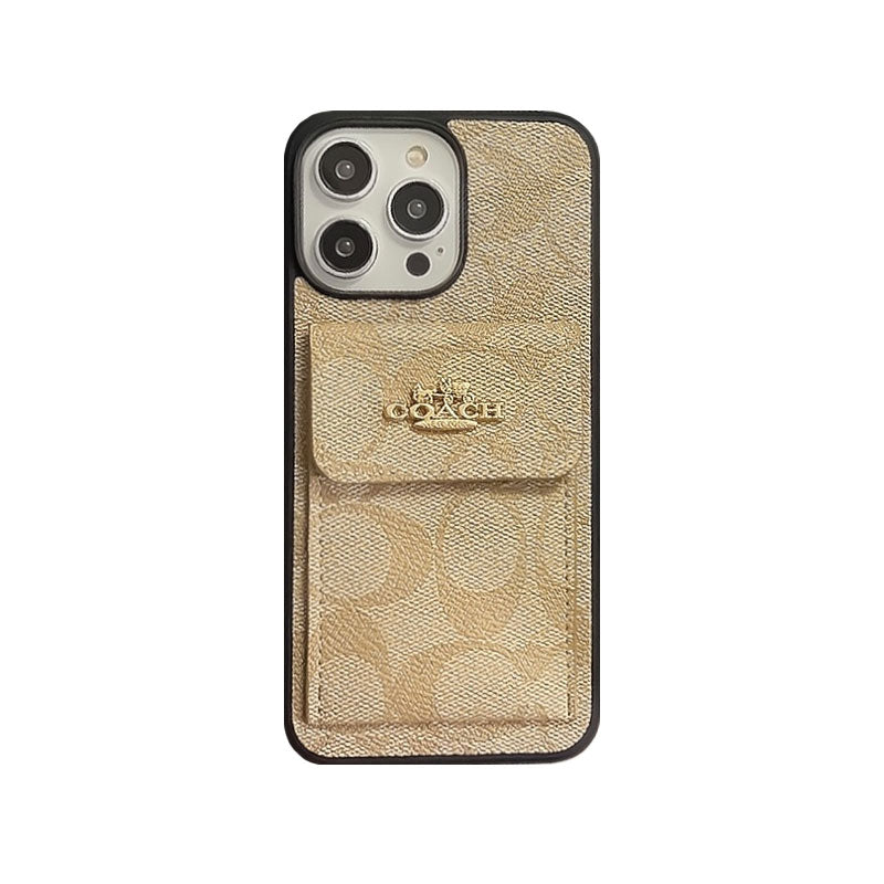 Kaffeebraune iPhone-Hülle mit Kartenetui – Originalansicht 1