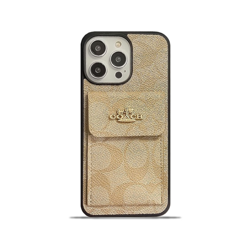 Kaffeebraune iPhone-Hülle mit Kartenetui – Originalansicht 2