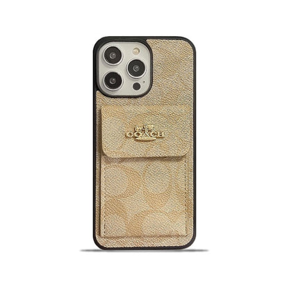 Kaffeebraune iPhone-Hülle mit Kartenetui – Originalansicht 2