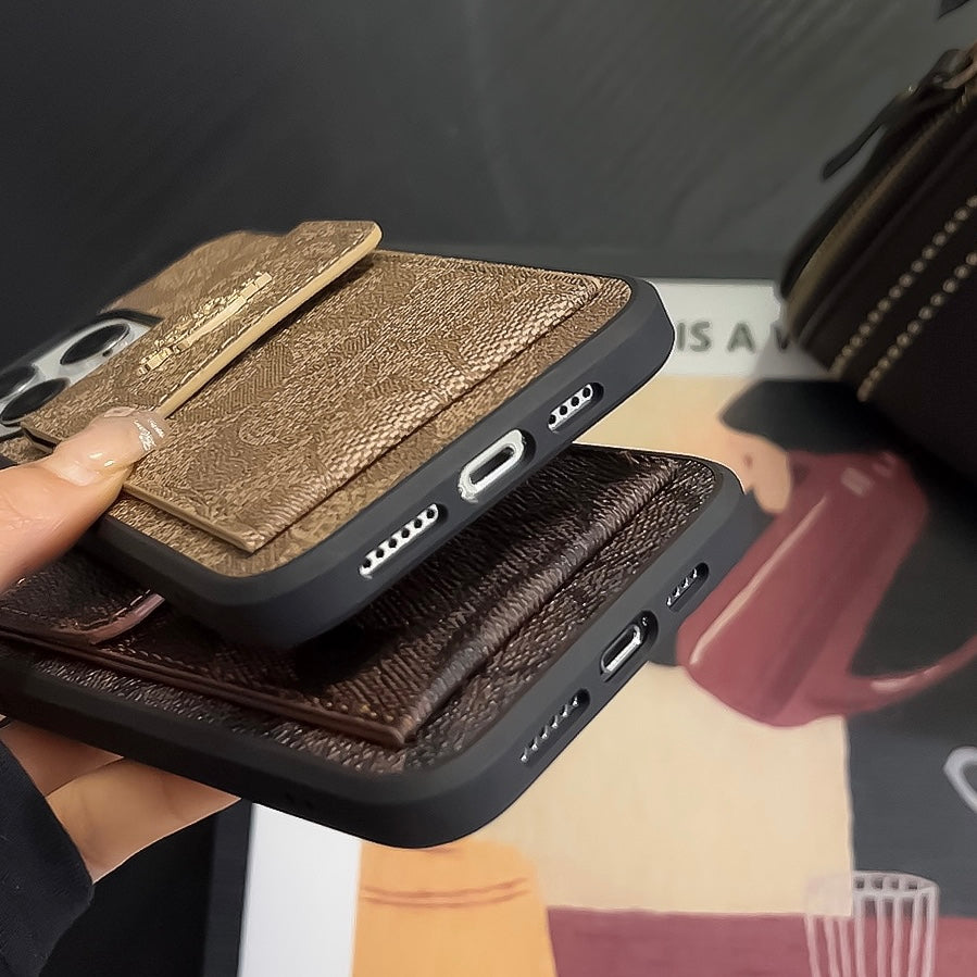 Kaffeebraune iPhone-Hülle mit Kartenetui – Originalansicht 5