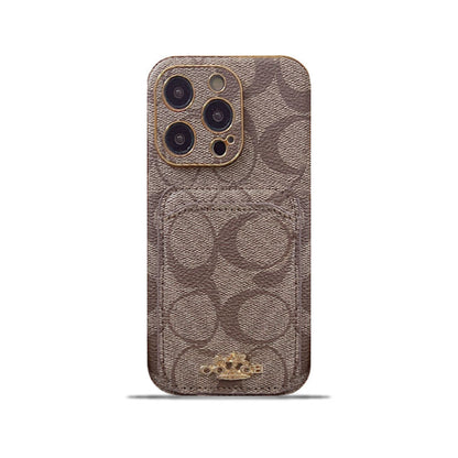 iPhone-Hülle mit Kartenhalter in warmem Kaffeebraun – Originalansicht 2