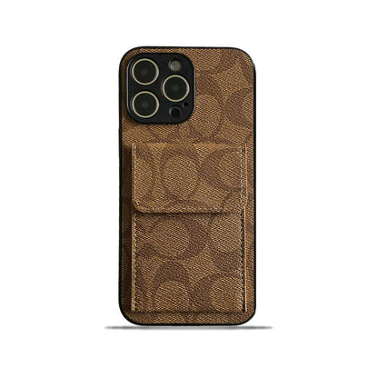 Hellbraune iPhone-Hülle mit Portemonnaie – Originalansicht 2