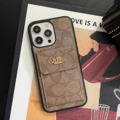 Hellbraune iPhone-Hülle mit Kartenetui – Originalansicht 3