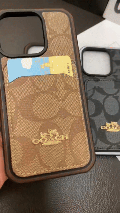 Kaffeebraune iPhone-Hülle mit rückseitigem Kartenhalter – Originalansicht 8