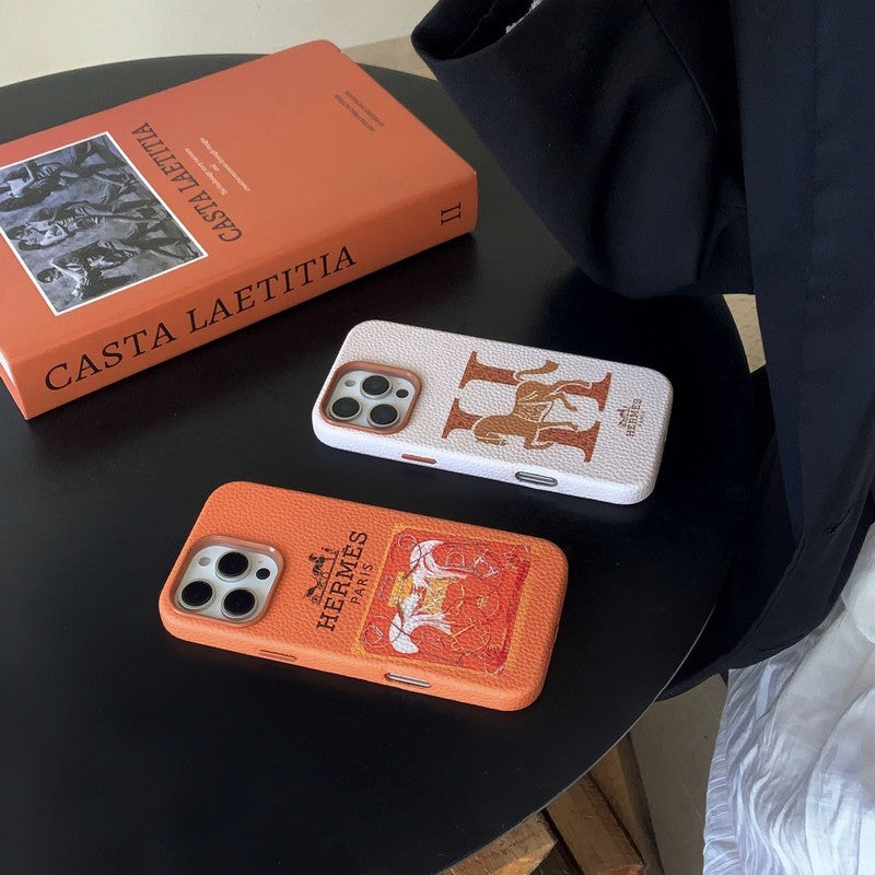 Orange-weiße iPhone-Hülle mit glatter Oberfläche – Originalansicht 10