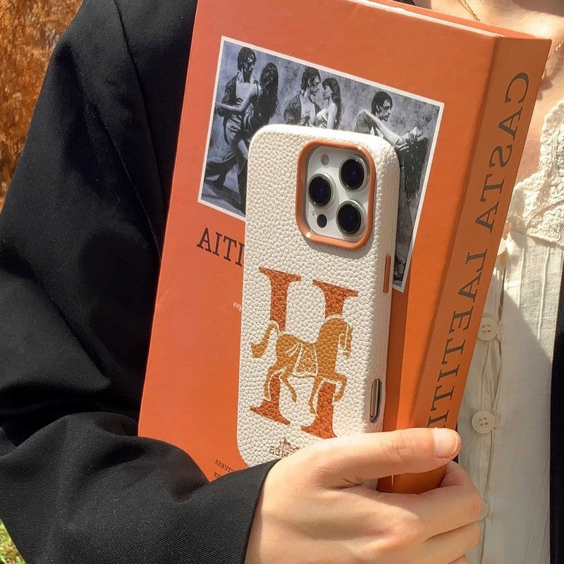 Orange-weiße iPhone-Hülle mit glatter Oberfläche – Originalansicht 11