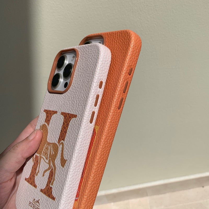 Orange-weiße iPhone-Hülle mit glatter Oberfläche – Originalansicht 12