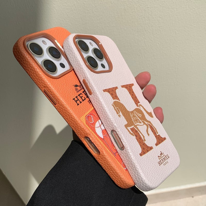Orange-weiße iPhone-Hülle mit glatter Oberfläche – Originalansicht 13