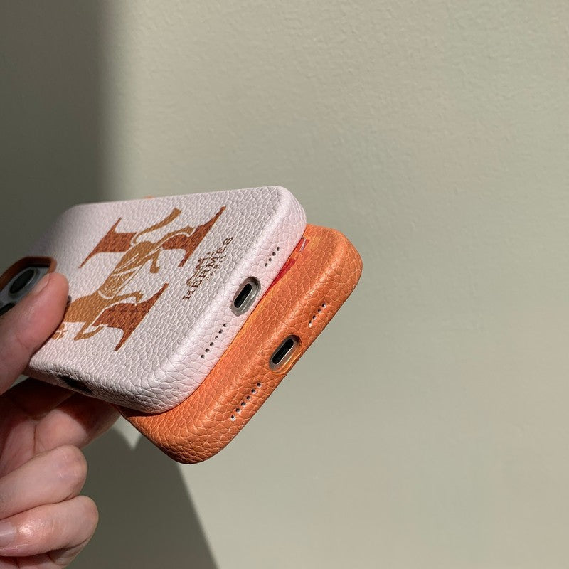 Orange-weiße iPhone-Hülle mit glatter Oberfläche – Originalansicht 14
