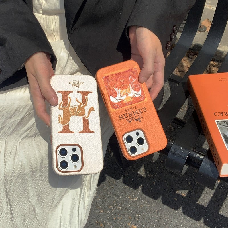 Orange-weiße iPhone-Hülle mit glatter Oberfläche – Originalansicht 7