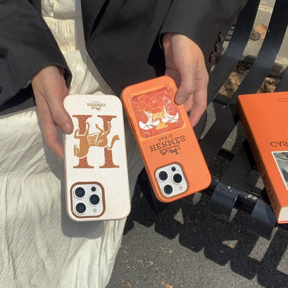 Orange-weiße iPhone-Hülle mit glatter Oberfläche – Originalansicht 7