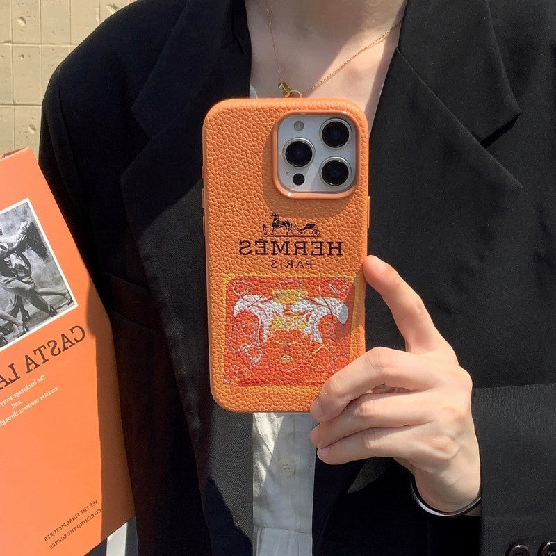 Orange-weiße iPhone-Hülle mit glatter Oberfläche – Originalansicht 8