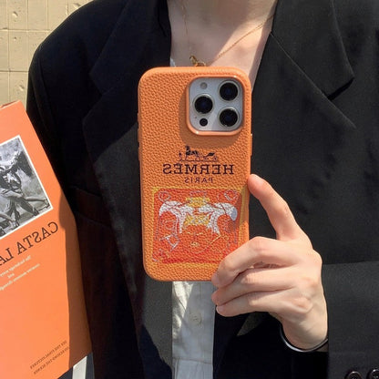 Orange-weiße iPhone-Hülle mit glatter Oberfläche – Originalansicht 8