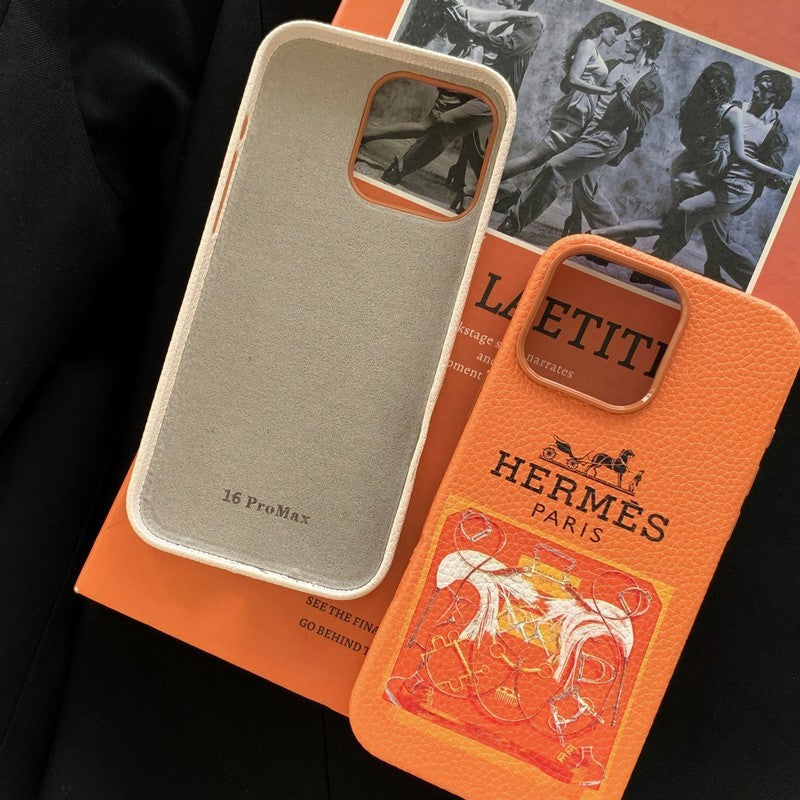 Orange-weiße iPhone-Hülle mit glatter Oberfläche – Originalansicht 9