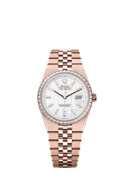 Roségoldfarbene 36-mm-Uhr mit hellem Waben-Zifferblatt – Produktansicht