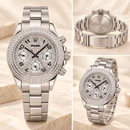 Luminara Damen-Chronograph – geschlossene Rückseite und geöffnetes Armband