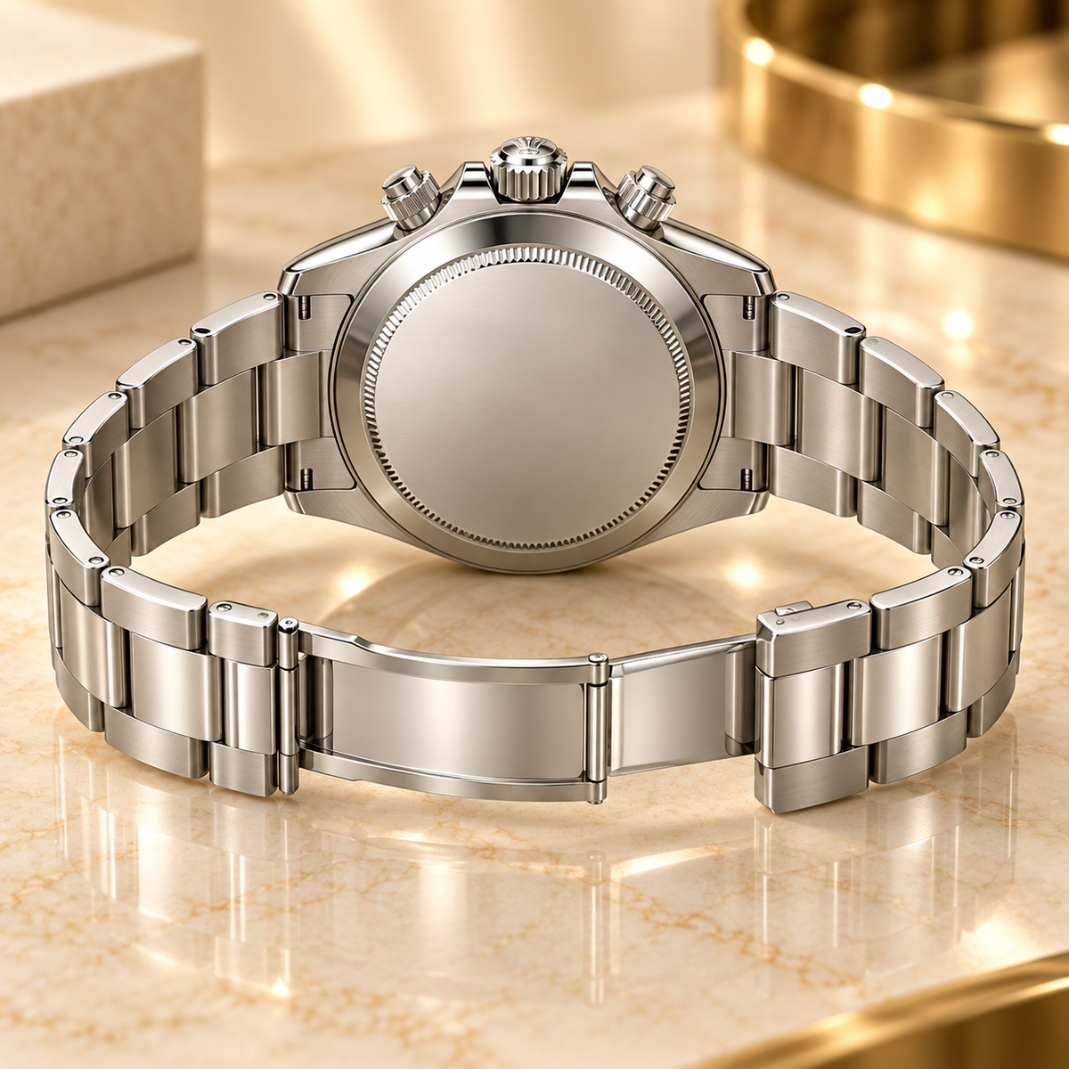 Luminvéo Herren-Chronograph – Rückseite und geöffnetes Band