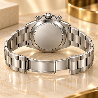 Luminvéo Herren-Chronograph – Rückseite und geöffnetes Band
