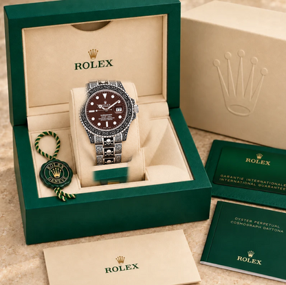 marinus gravuruhr silberfarben schokoladenbraun 41 mm in grüner Box; Box optional