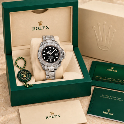 marinus gravuruhr silberfarben schwarz 41 mm in grüner Box; Box optional
