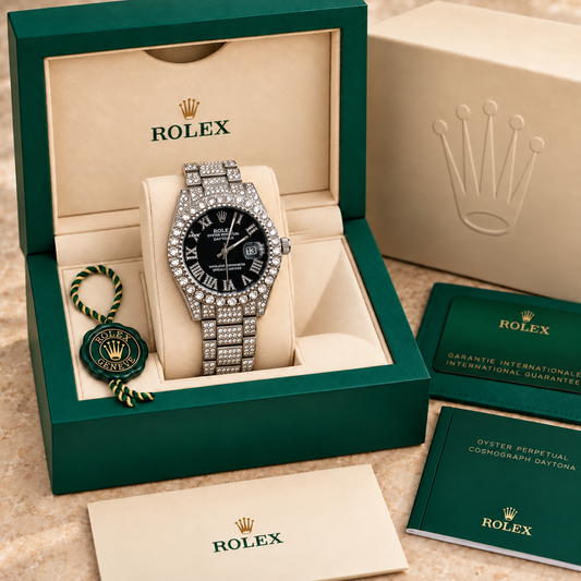 Marinus Schmuckstein-Uhr mit römischen Ziffern in grüner Box; Box optional