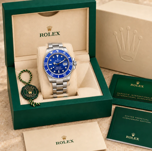 marinus schmuckstein herrenuhr koenigsblau silberfarben 40 mm in grüner Box; Box optional